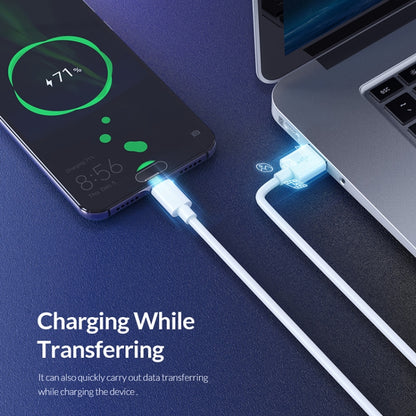 USB-A to USB-C cable connected to devices for charging and data transfer