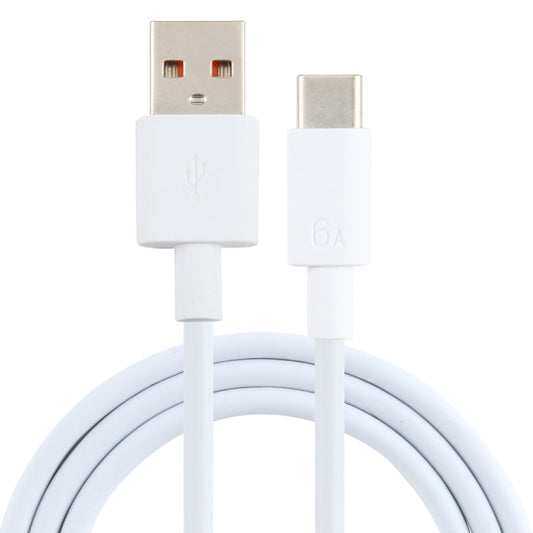 6A USB-A to USB-C data cable, white, with USB-C connector and USB-A plug