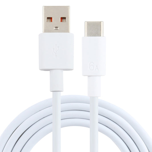USB-A to USB-C data cable, white 2m leads, with 6A marked connectors
