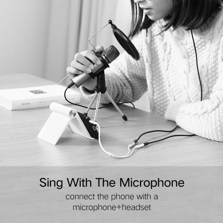 Braided 3.5mm microphone audio cable adapter for connecting a phone headset
