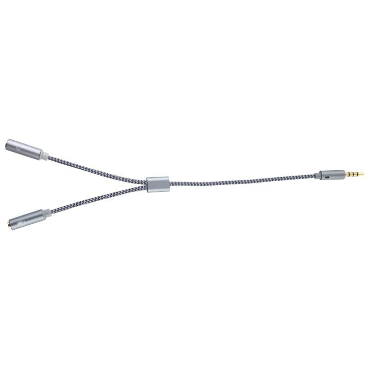 Braided 3.5mm Y-split audio cable with two 3.5mm female ends
