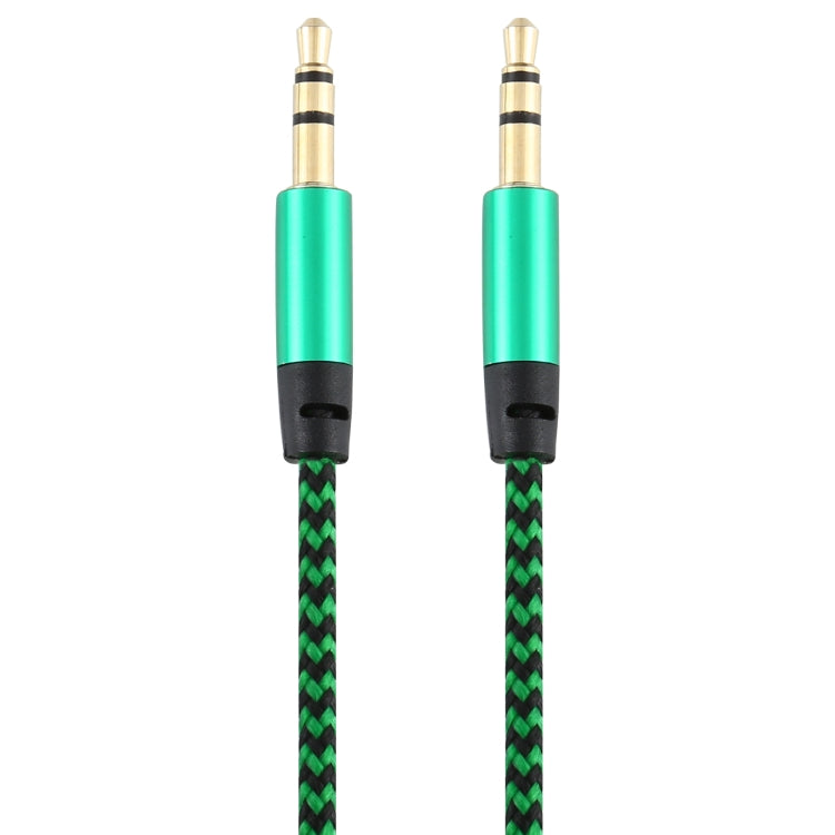Green nylon braided 3.5mm male audio cables with gold-plated ends