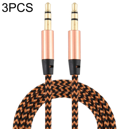 Rose/orange nylon braided 3.5mm male audio cable set with gold-plated ends
