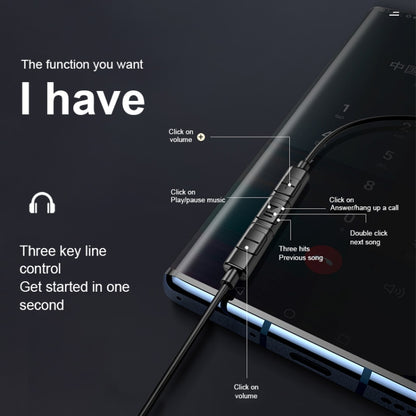 Wired USB-C earphones with inline controls and black cable connection