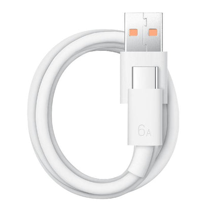 White 6A USB-A to USB-C charging cable, 1 m