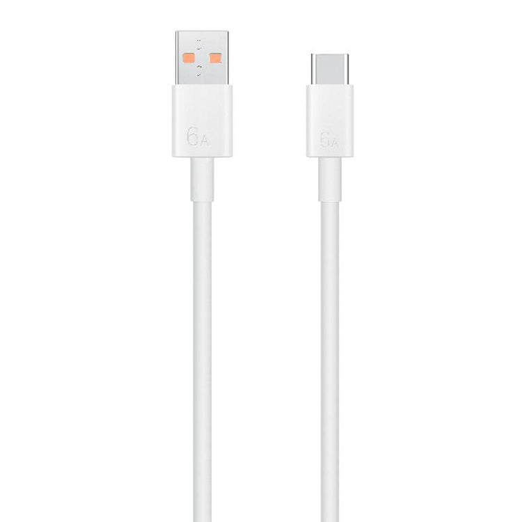White USB-A to USB-C cable with 6A marking on both connectors