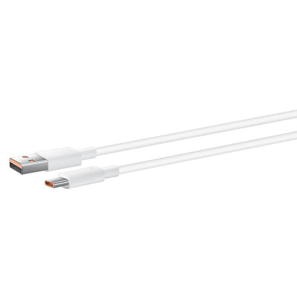 White USB-A to USB-C cable with slim connectors, 1 m length
