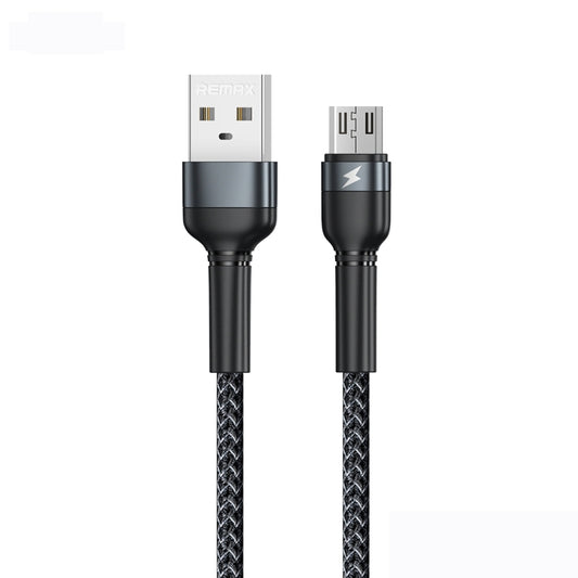 Black USB to Micro USB charging data cable with braided aluminum jacket