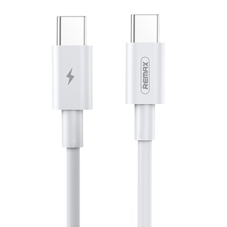 White USB-C to USB-C charging data cable with REMAX-marked connectors