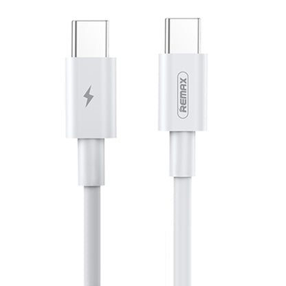 White USB-C to USB-C charging data cable with REMAX-marked connectors