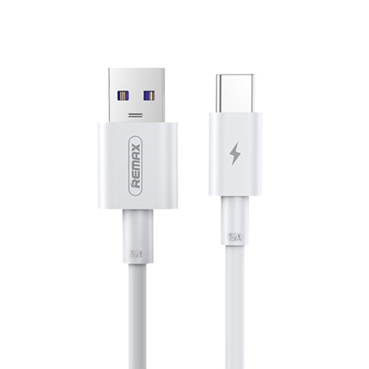 White USB-A to USB-C data cable with 5A connectors, 2m, Remax Marlik series