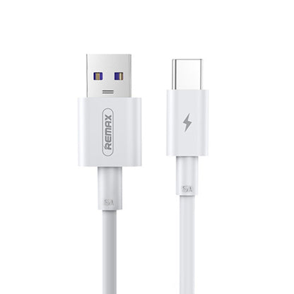 White USB-A to USB-C data cable with 5A connectors, 2m, Remax Marlik series