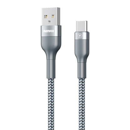REMAX USB to USB-C fast charging data cable, braided shielding, silver connectors