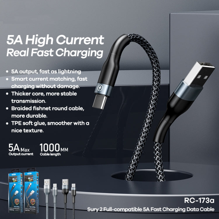 Braided USB to USB-C cable, fast charging design, 1m length