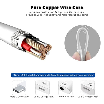 USB-C adapter cable with pure copper wire core for wide-frequency audio