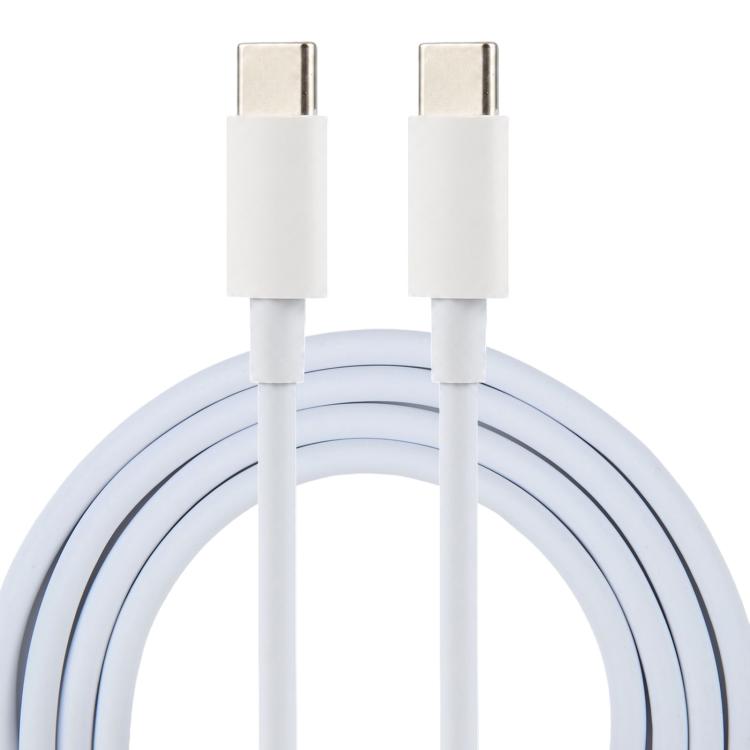 White USB-C to USB-C charging cable with male connectors, 1 m length