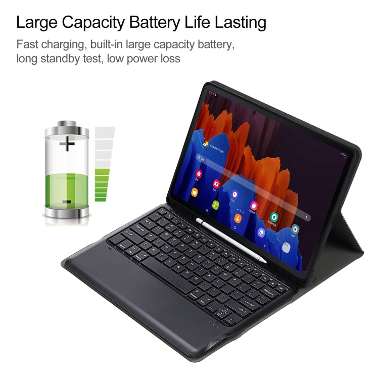 Black detachable Bluetooth keyboard tablet case with tablet screen and keyboard attached