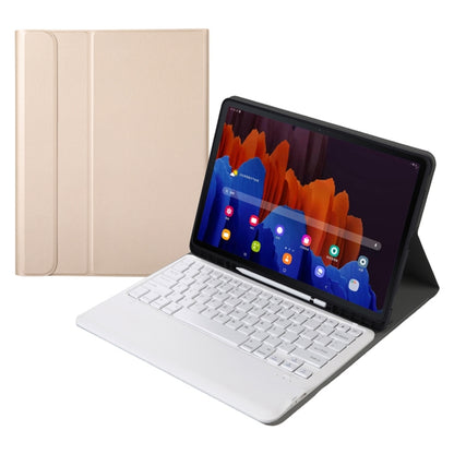 Gold-tone detachable Bluetooth keyboard tablet case with folio cover and keyboard