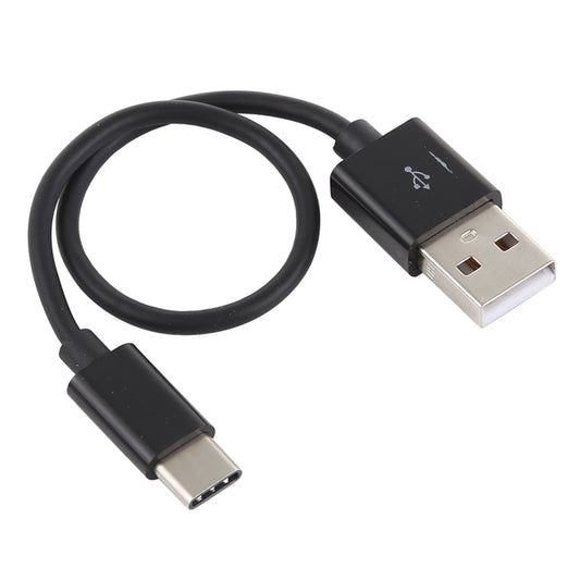 Black USB-A to USB-C charging and sync cable with molded connectors
