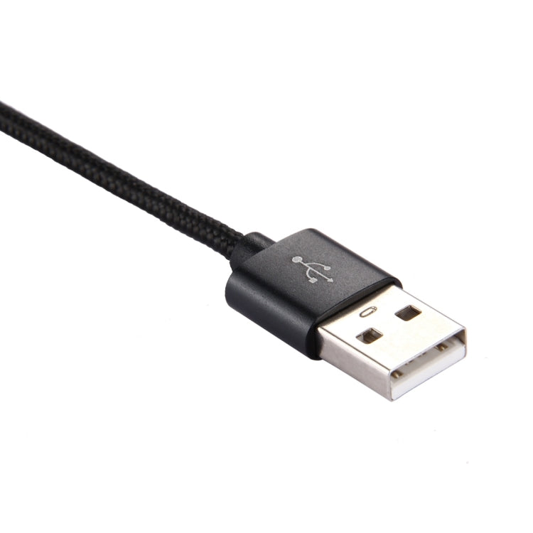 Black USB-A to USB-C charging cable with knit texture and molded connectors, 1m