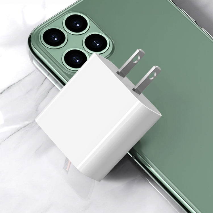 White EU plug travel USB charger, compact two-prong plug with single USB port