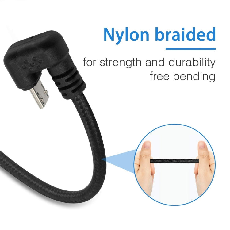 Nylon braided cable with U-shaped Micro USB male connector, black
