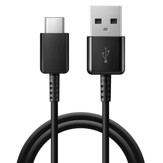 Black USB-A to USB-C charging cable with molded connectors and flexible strain relief