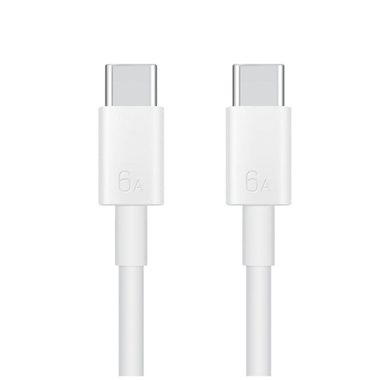Huawei USB-C to USB-C charging cable with 6A-rated white connectors