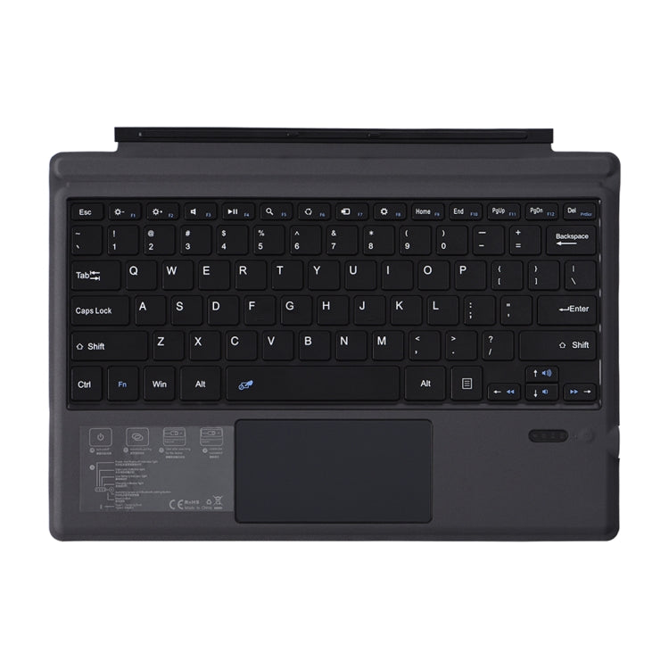 Black keyboard case bottom view with trackpad and engraved key labels