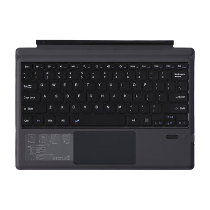 Black keyboard case bottom view with trackpad and engraved key labels