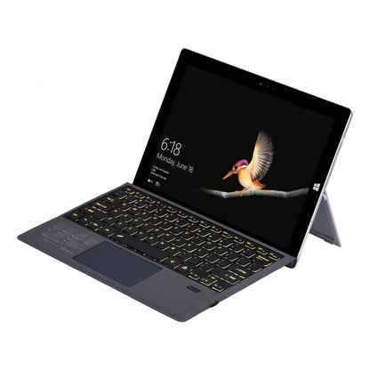 Dark blue Bluetooth keyboard holster case for Microsoft Surface, with colorful backlit keys
