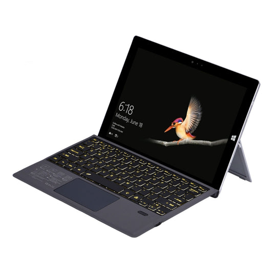 Dark blue Bluetooth keyboard holster case for Microsoft Surface, with colorful backlit keys