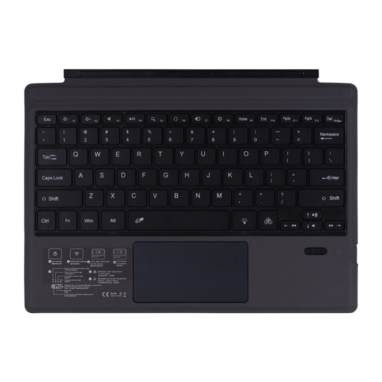 Dark gray Bluetooth keyboard holster with English keys and trackpad