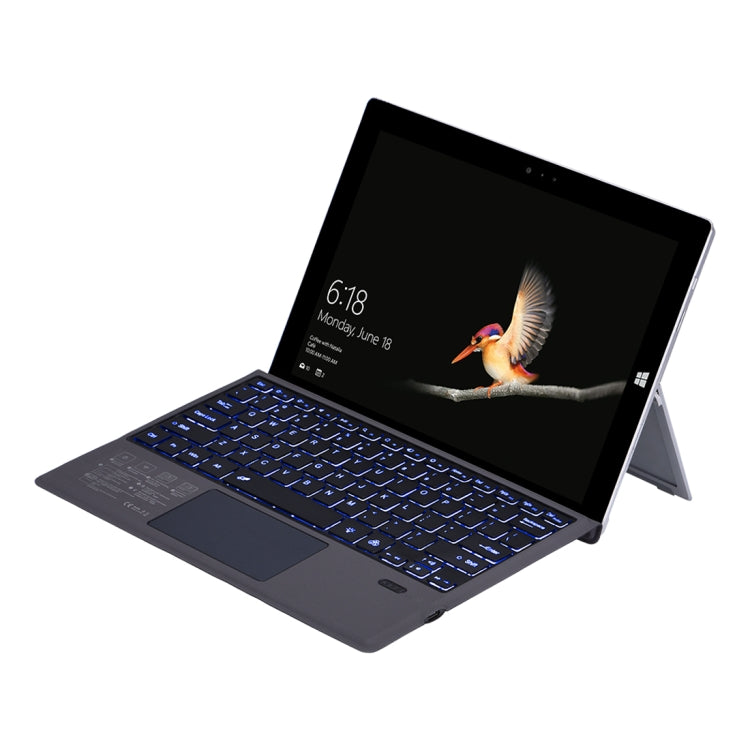 Dark blue Bluetooth keyboard holster case for Microsoft Surface, colorful backlit keyboard