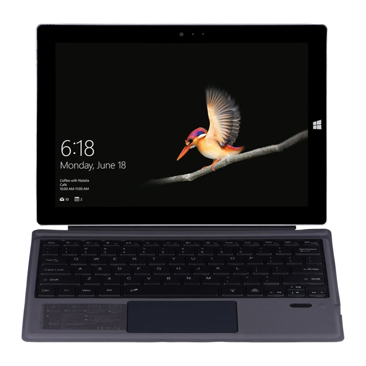 Bluetooth keyboard holster case for Microsoft Surface, front view with keyboard deck and screen