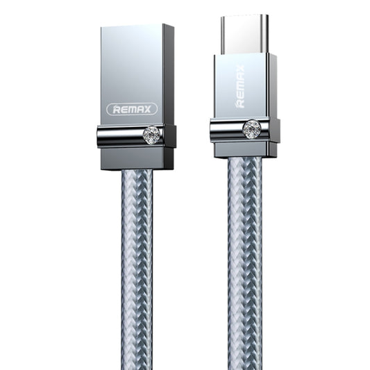 Silver braided USB to USB-C charging and data cable with diamond metal connector