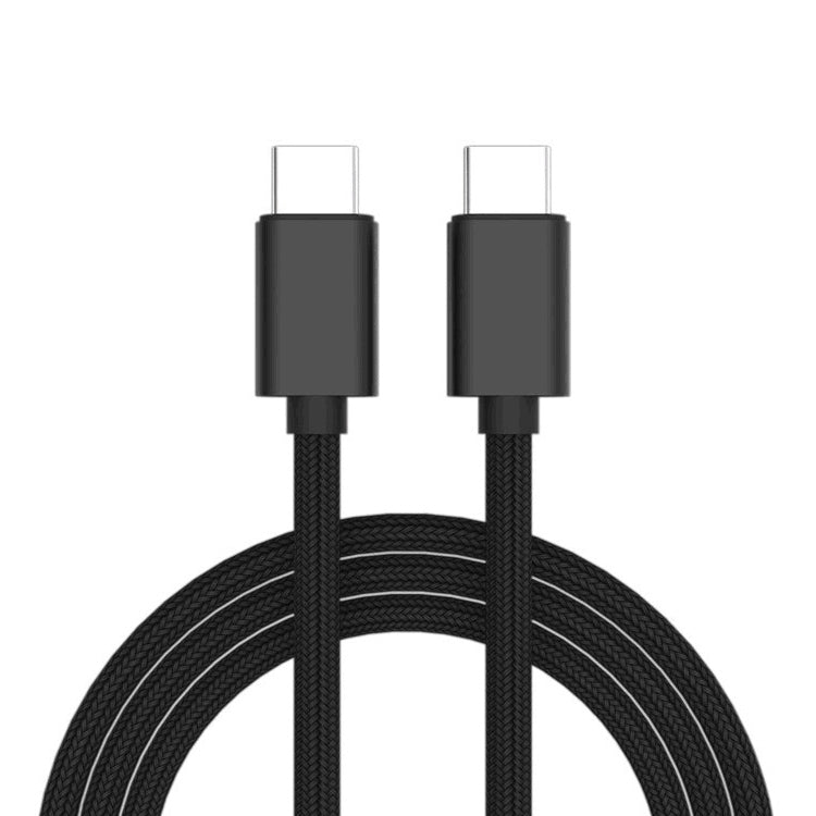Black braided USB-C to USB-C cable with two metal connectors, 1 m