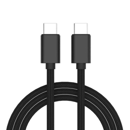 Black braided USB-C to USB-C cable with two metal connectors, 1 m