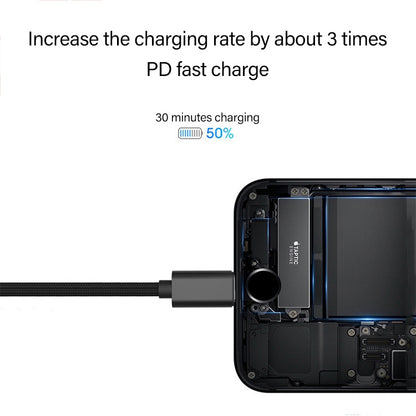 USB-C charging cable connected to a device, showing PD charging connection