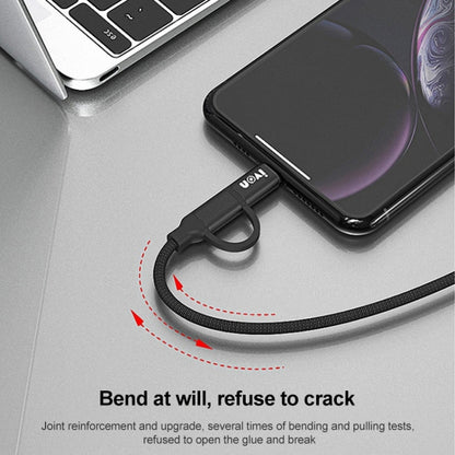 USB Type-C and Micro USB charging cable with adapters connected to devices