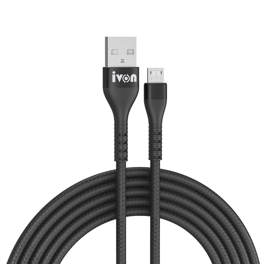 Micro USB to USB-A charging cable with braided rubber, black, 1.5 m