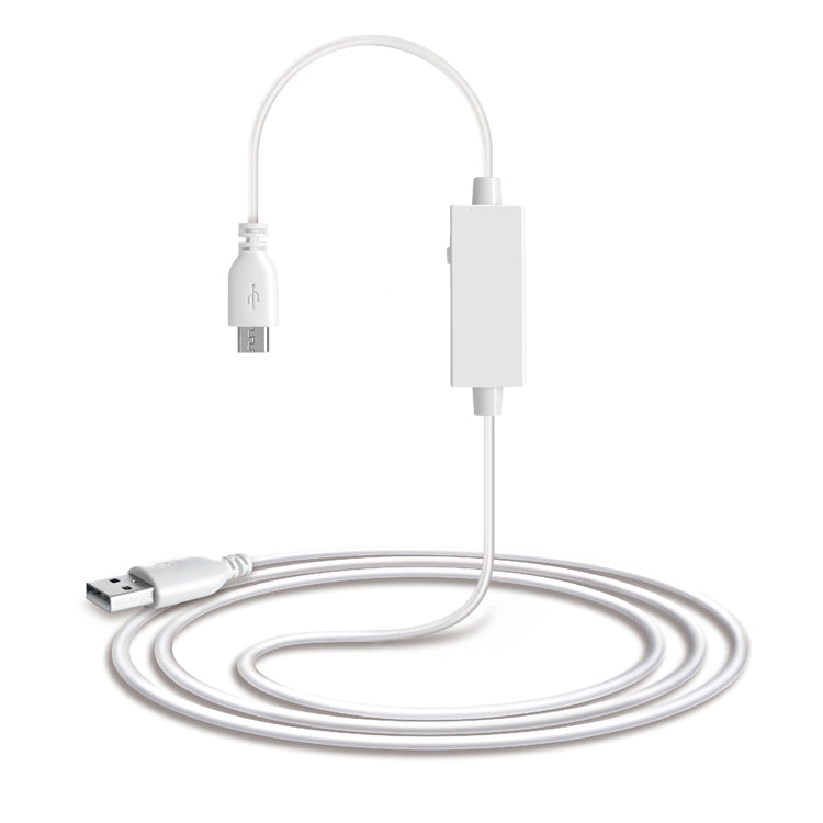 White USB 2.0 male to Micro USB male OTG cable with USB female port and inline switch