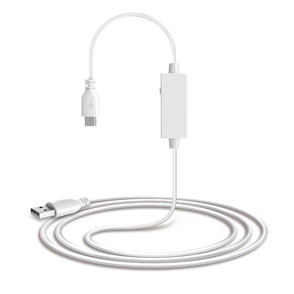 White USB 2.0 male to Micro USB male OTG cable with USB female port and inline switch