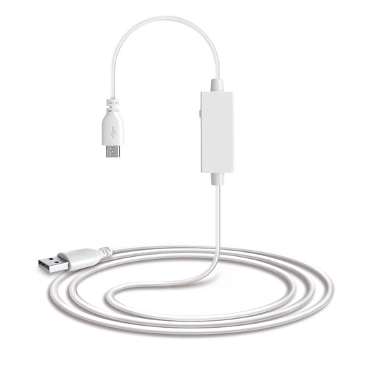 White USB 2.0 male to Micro USB male OTG cable with USB female port and inline switch