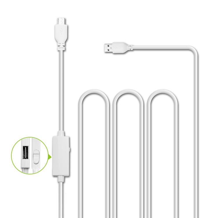White OTG USB 2.0 to Micro USB cable with inline switch and dual connector ends