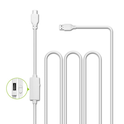 White OTG USB 2.0 to Micro USB cable with inline switch and dual connector ends