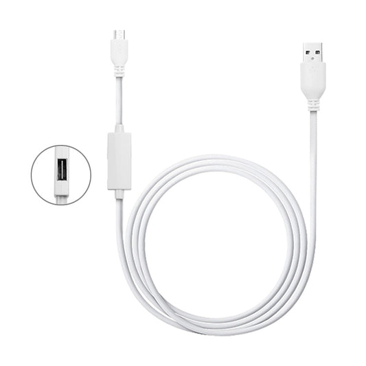 White USB to micro USB OTG cable with USB female port, 1.1m