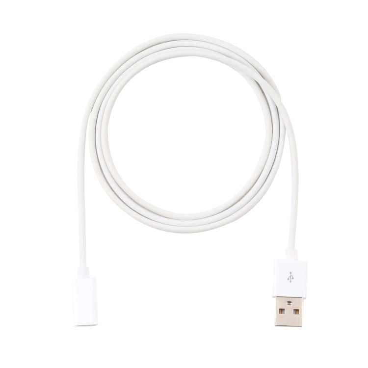 White USB to USB-C adapter cable, coiled 1m length with USB-A male and USB-C female
