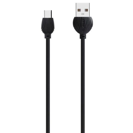Black USB-A to USB-C charging and data cable, 1m length with double-sided insertion