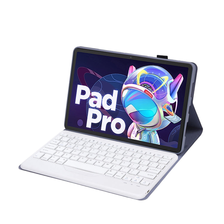 Ultra-thin leather tablet case with Bluetooth keyboard, light finish, keyboard open